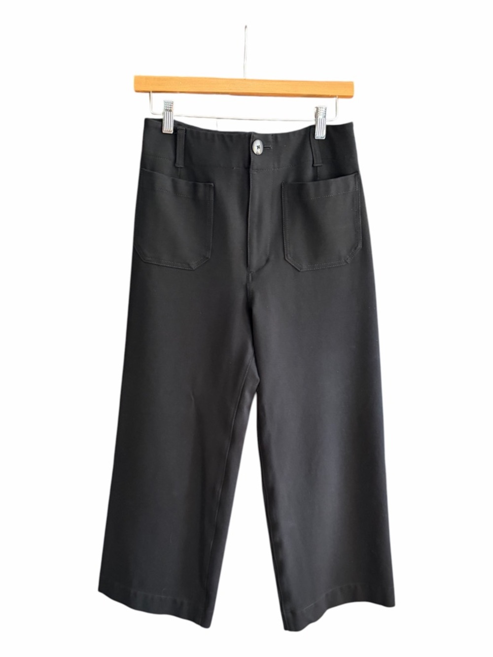 MAEVE ANTHROPOLOGIE The Colette Ponte Crop Wide-Leg Pants Black 28 - Picture 4 of 14